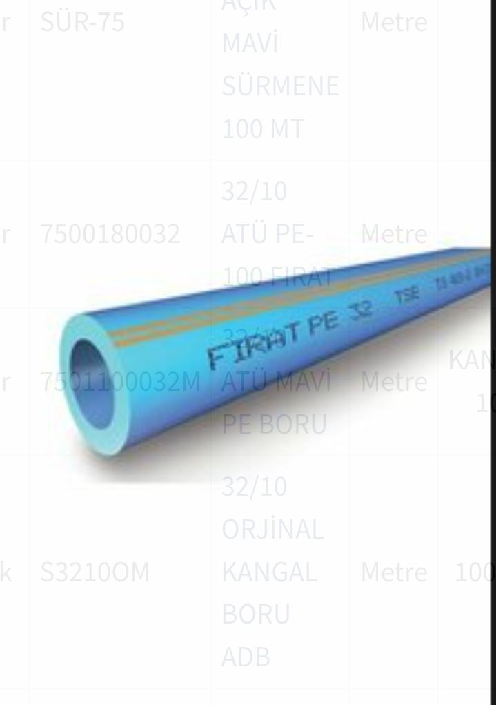 32/10 ATÜ MAVİ PE BORU